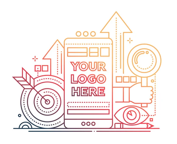 Marketing - Liniendesign-Illustration mit Copyspace für Logo — Stockvektor