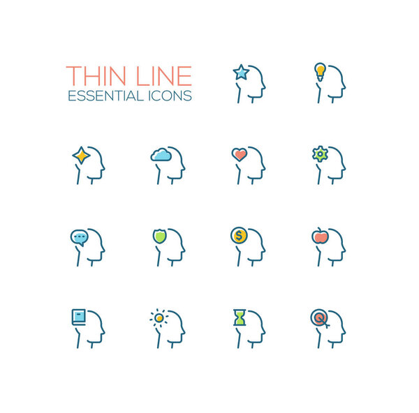 Мысли в головах - тонкие иконки одной линии
