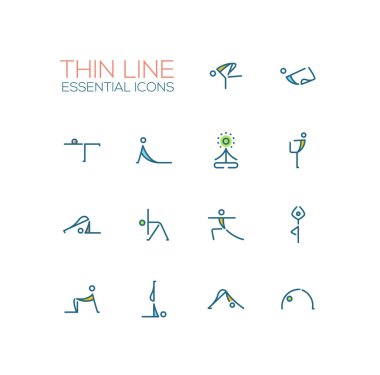Yoga Poses - ince tek satır Icons Set
