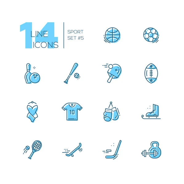 Tipos de deporte - conjunto de iconos de línea — Vector de stock