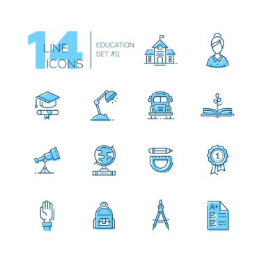 School and Education - line icons set clipart