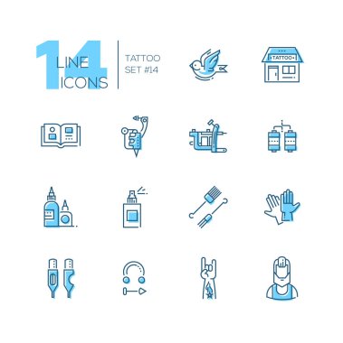 Tattoo Studio - çizgi Icons set