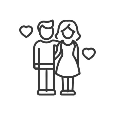 Aşk ve birlik - vektör çağdaş çizgi tasarım açıklayıcı simgesi