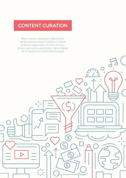 Content Curation - шаблон брошюры по дизайну линии A4 — стоковый вектор