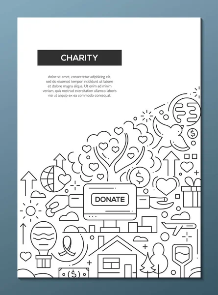 Charity - plantilla de póster de diseño de línea A4 — Vector de stock