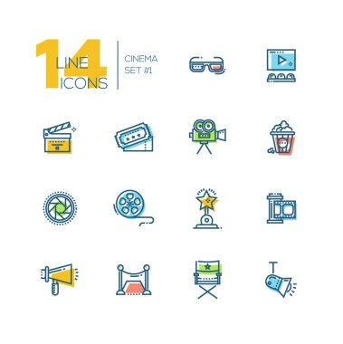 Sinema ve film kalın çizgi Icons set
