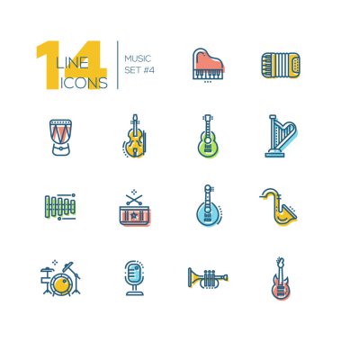 Müzik aletleri - kalın çizgi Icons set