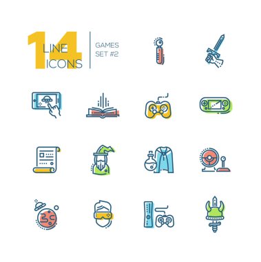 Video oyun - kalın çizgi Icons set