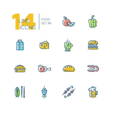 Tür gıda Cafe menü kalın çizgi Icons Set