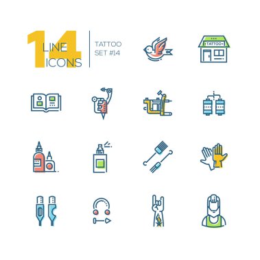 Tattoo Studio - kalın çizgi Icons set