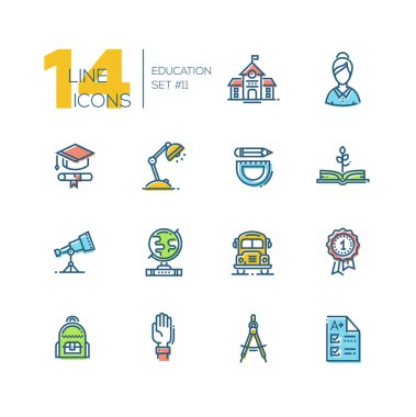 Okul ve eğitim - kalın çizgi Icons set