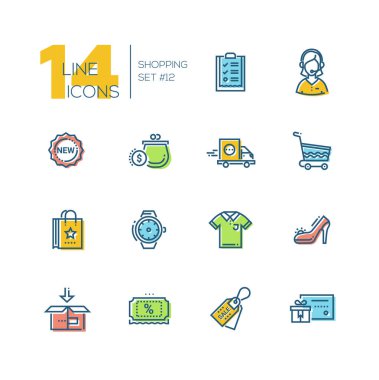 Alışveriş - kalın çizgi Icons set