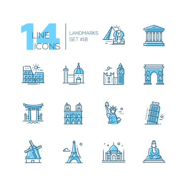 Simgesel yapılar - renkli modern tek satır Icons set