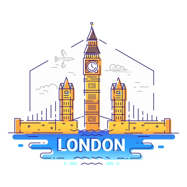 런던-현대 벡터 라인 여행 일러스트 — 스톡 벡터