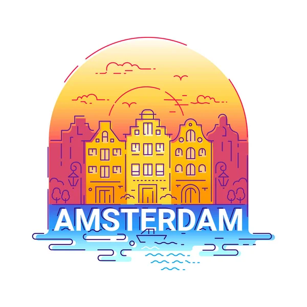 Амсердам - современная векторная иллюстрация путешествия — стоковый вектор