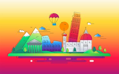 İtalya - vektör hat seyahat çizim