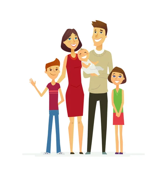 Familia - composición ilustrativa plana moderna coloreada . — Vector de stock