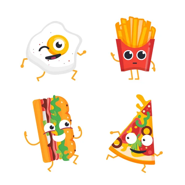 Personagens de fast food - conjunto vetorial de ilustrações de mascote . —  Vetores de Stock