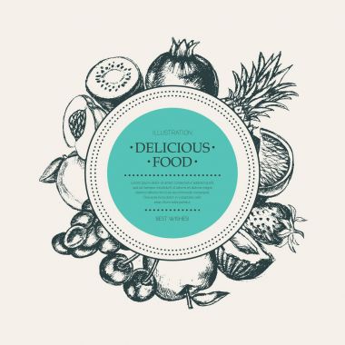 Meyve kare - elle çizilmiş tasarlamak vektör