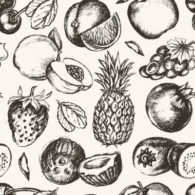 Dikişsiz desen meyve - vektör modern el çekilmiş seamless modeli.