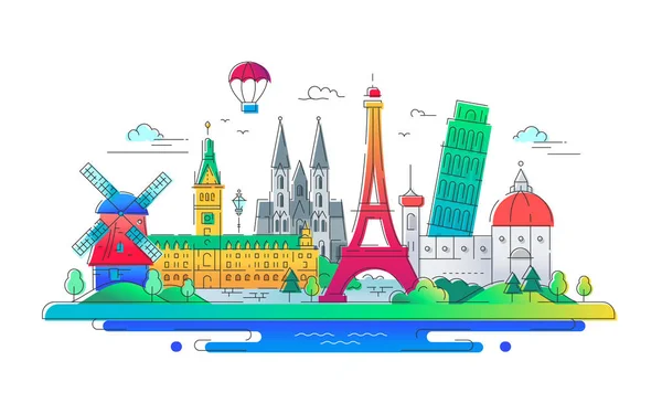 Países europeos - ilustración de los viajes en línea vectorial — Vector de stock