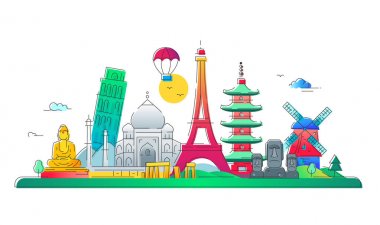 Countries - vector line travel illustration clipart