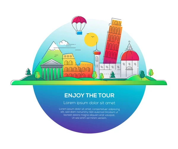 Enjoy the tour - векторная иллюстрация путешествия — стоковый вектор