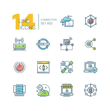 Bağlantı - modern tek satır Icons set renkli.