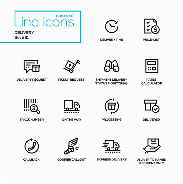 Delivery - modern vector single line icons set — Stock Vector