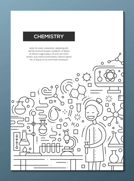Química - modelo de cartaz de brochura de design de linha A4 —  Vetores de Stock