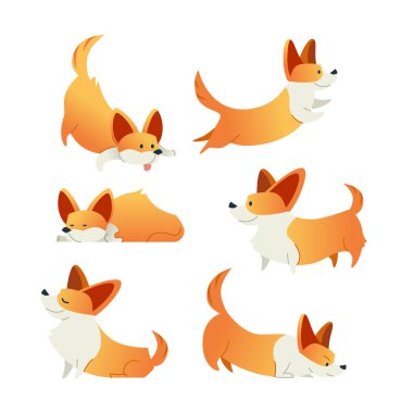 Köpek - modern vektör set düz resimler.