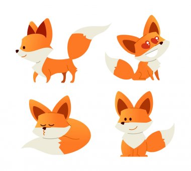 Fox-modern vektör set düz resimler.