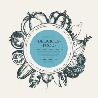 Sebze - elle çizilmiş afiş.