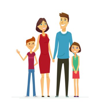 Aile - renkli modern düz açıklayıcı kompozisyon.