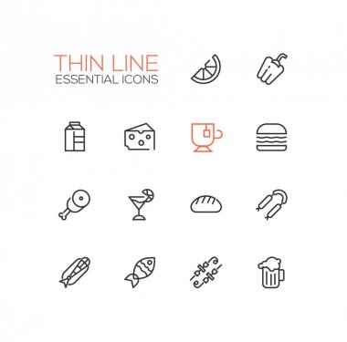 Tür gıda hattı Icons Set