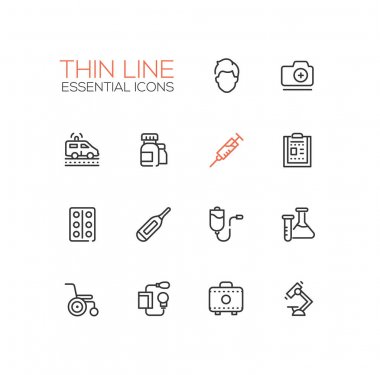 Tıbbi cihaz - çizgi Icons set