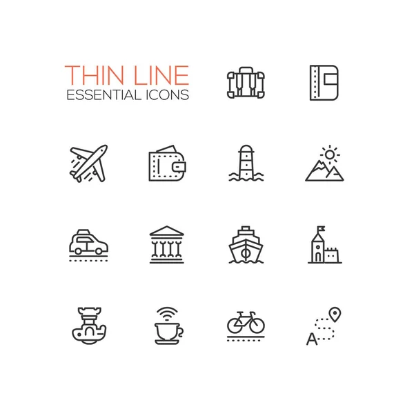 Traveling - line icons set — Stock Vector
