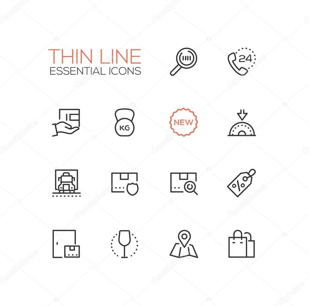 Delivery Service - modern vector single thin line icons set