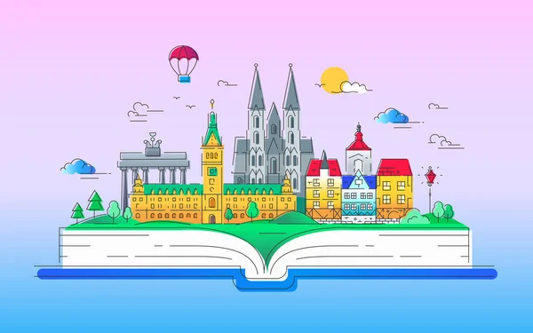 欧洲-矢量线旅行插画 — 图库矢量图片