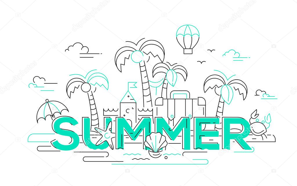 Summer - vector line travel illustration