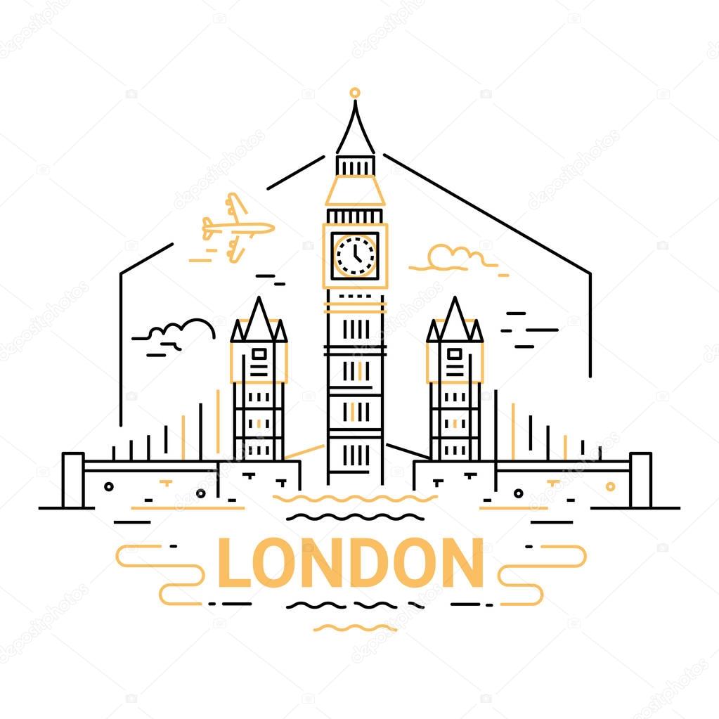 London - modern vector line travel illustration