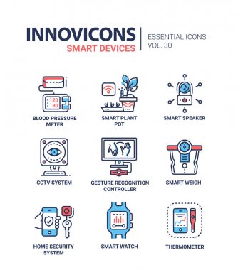 Akıllı aygıt - modern vektör hat Icons set