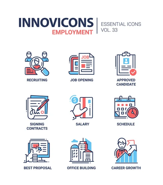 Empregamento- conjunto de ícones de linha vetorial moderno —  Vetores de Stock