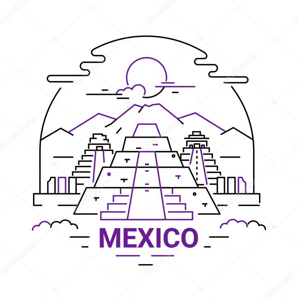 Mexico - modern vector line travel illustration