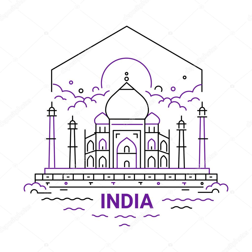 India - modern vector line travel illustration