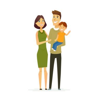 Aile - renkli modern düz illüstrasyon kompozisyon.