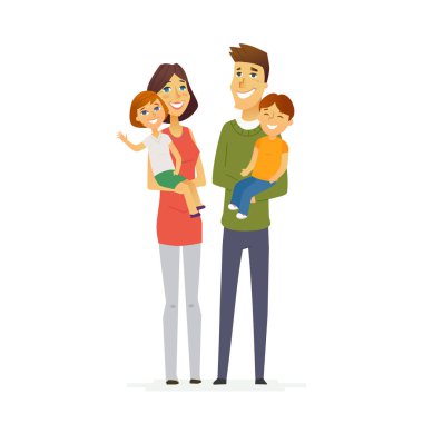 Aile - renkli modern düz illüstrasyon kompozisyon.