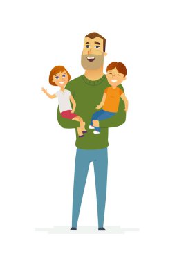 Aile - renkli modern düz illüstrasyon kompozisyon.
