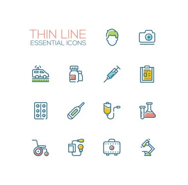 Tıbbi cihaz - çizgi Icons set