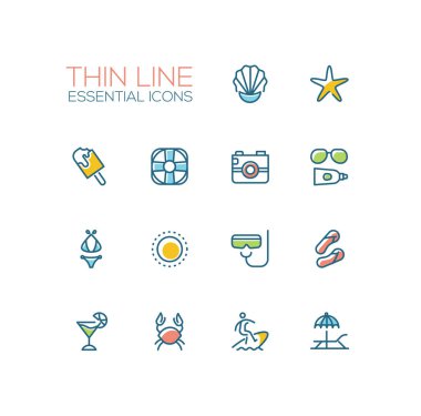 Vasıl belgili tanımlık kıyı - çizgi Icons set